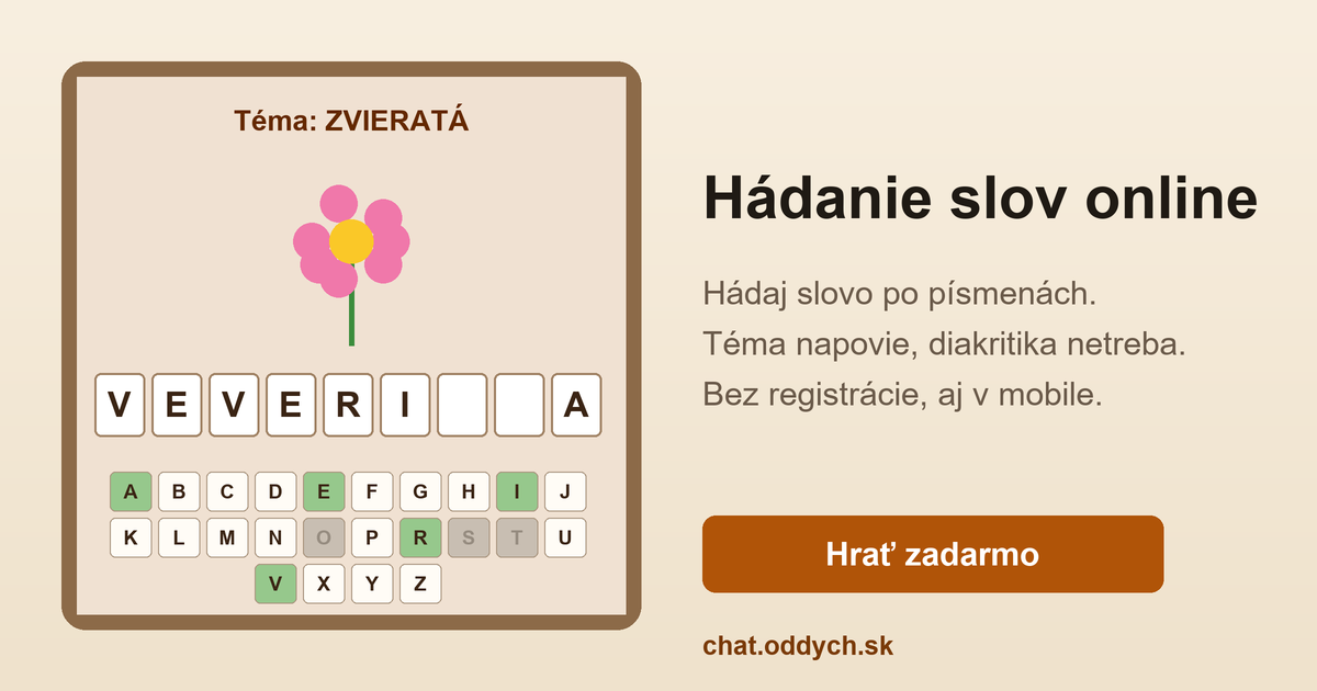 Hádanie slov online — slovenská slovná hra, slovo s odkrytými písmenami a klávesnica